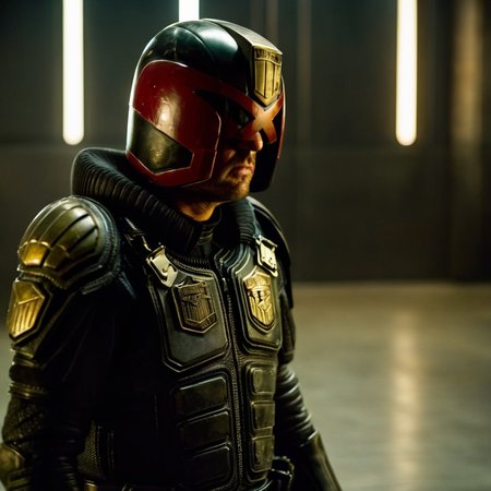 cinematic film still of  <lora:Judge Dredd:1>
Judge Dredd a man in a black leather armor with a helmet on, shallow depth of field, vignette, highly detailed, high budget, bokeh, cinemascope, moody, epic, gorgeous, film grain, grainy