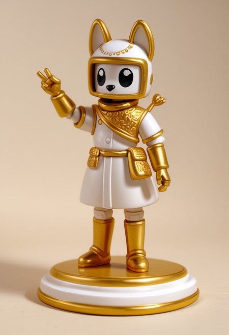 a golden and white porcelain figurine of (((DedMoroz))) (pmg style, h1ppyCE style, hippy, DedMoroz)