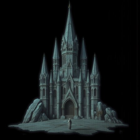 A Medieval castle with elderscrolls inspired aestetics and legend of zelda
Set against a solid dark black color background to emphasize its unsettling unnatural form that emphasizes its silhouette. The medium is not a traditional painting or illustrative medium like watercolor or ink but rather a digital 3D rendering.
MikeFranchinastyle, d4artstyle, d4concept, , bbstyle,, horror theme,, zbrush, ZBClay model of a gray sculpture, 1990's, 1990's style