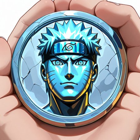 masterpiece, best quality, newest, absurdres, highres, anime, anime style, TheC0in-silver, silver, silver coin, coin, TheC0in, 
1boy, uzumaki_naruto /(naruto/),
made of silver, objectification,