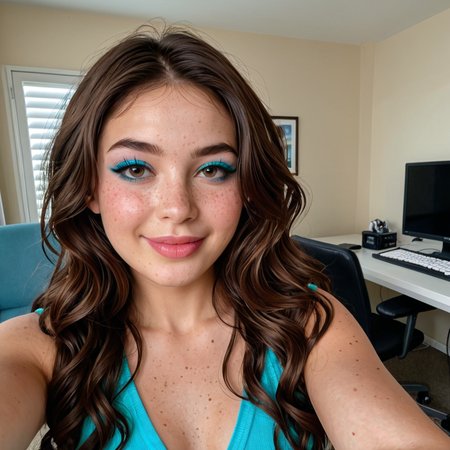 best, masterpiece, CindyXL with wavy brunette hair extreme closeup, exotic colorful makeup, model face, model pose, selfie, highly detailed skin texture, freckles, highly detailed photo, professional photograph, dynamic lighting <lora:add-detail-xl:2.0> <lora:CindyXL:0.7000000000000001>
