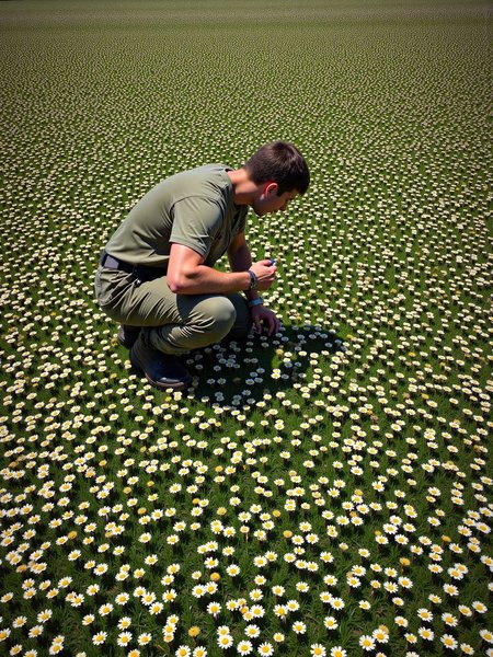 anm-frac of   fractal pattern, spirals a soldier picking daisies in a big green yard ultra realistic photograph Fractal Art  <lora:anm-frac-v1-000022:0.9>