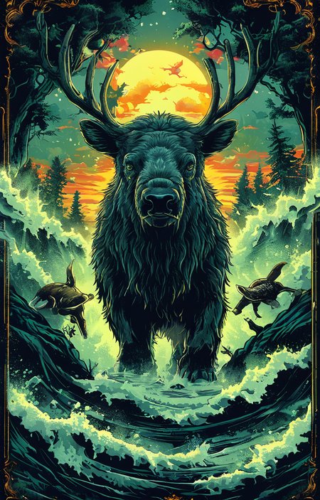 masterpiece,best quality,<lora:tbh160-sdxl:0.9>,illustration,style of Dan Mumford, animals