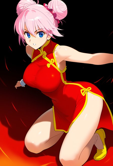 score_9, score_8_up, score_7_up, score_6_up, score_5_up, score_4_up, masterpiece, best quality, BREAK,
1girl, indoors,  <lora:Lenna_Charlotte_Tycoon_FFV:1> lenna, pink hair female, short hair, large breasts, hair bun, red chinese dress, dynamic pose,