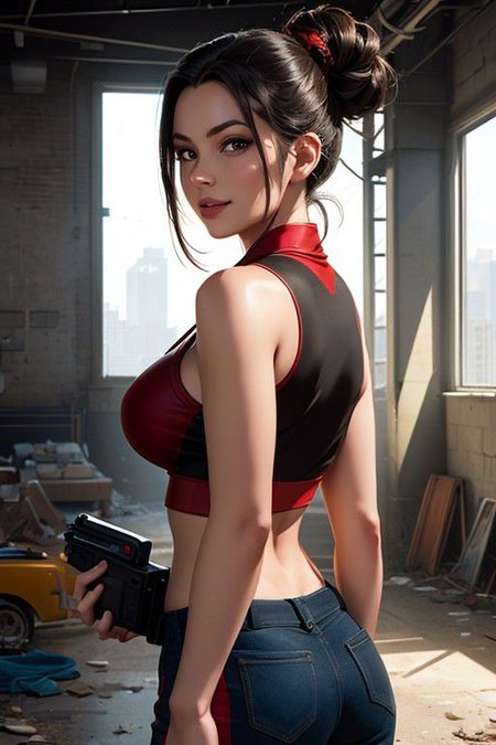 <ti:SkinDetail> <ti:HairDetail> <ti:epiCNegative> , masterpiece, ultra detailed background, intricate detail, highly detailed, fine details best quality, hyperdetailed face, 1girl, solo, complex detailed background, cowboy shot, smile, holding a cellphone, from side,  dynamic lighting, volumetric lighting, cinematic lighting, Trending on Artstation, Unreal engine, WLOP, Artgerm, raytracing, Splash Art, Global Illumination, IMAX, Cinema 4D, 8k resolution concept art, 12k 3D, the best quality, analog style, redshift style, posing for photoshoot, abandoned industrial warehouse interior background, Azula, topknot, cleavage, Azula from the Last Airbender