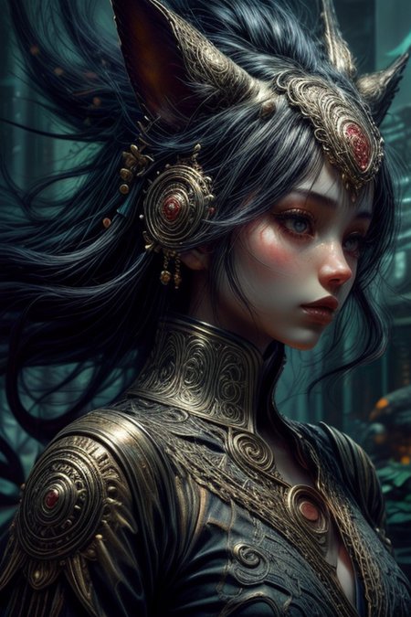 1 girl,at distance,cowboy shot,kumiho, bamboo forest, 
<lora:Concept_-_More_Details_v1.0:1>,<lora:Concept_-_Hella-sthetic_v2:0.7>,(by Artist Andre-Charles Boulle:1.3),(by Artist Todd Schorr:1.3),(by Artist Alayna Lemmer:1.3),, intricate, elegant, highly detailed, symmetry, magical atmosphere, sharp focus, majestic, very coherent, radiant, advanced, cinematic, artistic, fine detail, winning, beautiful, stunning, dramatic light, designed, rich deep colors, perfect professional background, ambient, tailored set composition