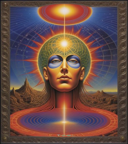 Tool Metal album cover, style by Alex Gray, (write text: "TOOL")