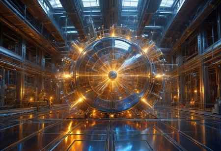Interdimensional power generator (glowing with power, exploded view, detailed) mounted in steel floor, transparent glass, polished metal, exploded view :: futuristic industrial laboratory :: by Jim Burns, David Mattingly, Donato Giancola, Fred Gambino, Michael Whelan, Chris Moore :: wide shot, eye level, deep focus :: hyperrealistic, hyper detailed, photorealistic :: masterpiece, incredible composition, amazing depth, imposing, meticulously composed