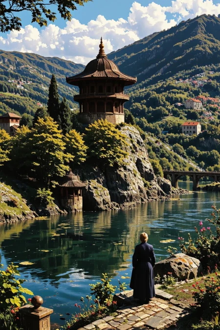pagoda, beautiful Montenegrin landscape,  woman, multilayer paint splash style, <lora:Hand v2:1> <lora:Anti-Blur:1> <lora:Insane Detail Slider:0.5>   <lora:Flux.1_Turbo_Detailer:0.6>   <lora:flux-photo-transparent_Alpha_1.0:0.8> <lora:flux.1_lora_flyway_Epic-detail_v2:1>   <lora:Painterly01b_CE_FLUX_AIT:0.8> pntrlyCE_style