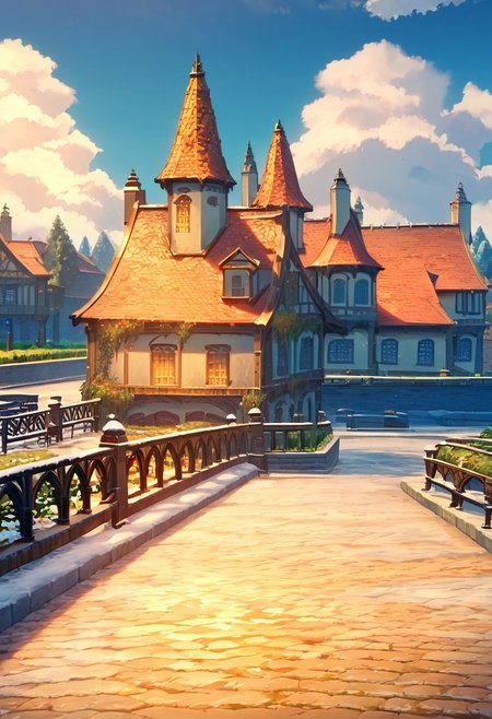 score_9, score_8_up, score_7_up, score_6_up, score_5_up, score_4_up, source_anime, official art, <lora:snowXLP:1> snow, outdoors, It is snowy, there is a lot of snow on the ground and buildings,  <lora:mondstadt_background-ponyxl-v11h:1>, city, mondstadt, scenery, architecture, outdoors, building, cityscape, house, cloudy, tree, plant, cloud, road, bush, railing, lamppost,