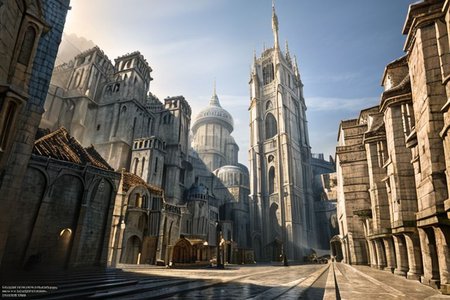 (masterpiece:1.2), (best quality,:1.2), 8k, HDR, ultra detailed, ((photorealistic)), professional light, cinematic lighting, fashion photography, ambient lighting, atmospheric effects, Numenor, a big medieval fantasy city, <lora:Numenor-10:1>, epiCPhoto