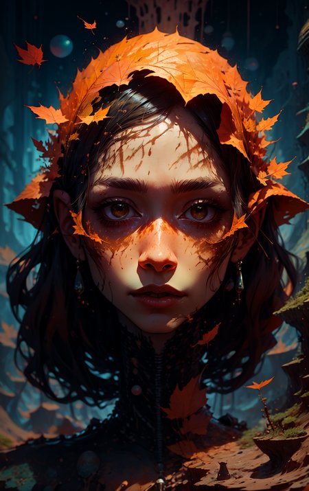 <lora:ultimaDark:1>, a Engagement shot of Fashion model, Plateau Cave Bacon,Billboard,Underground Stream,Rustling Leaf, <lora:Cosmic anime-oil fusion v2:1>