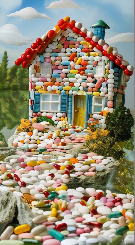 pills house<lora:pills:1>