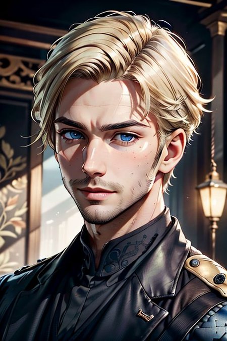 Master piece, highest quality, highest possible OverallDetail, semirealistic,  blue eyes,
Create an elder of a cultivator sect.
The character looks like he is in his late twenties or early thirties. He is handsome.
He has blond styled hair. 
His eyes are blue. Detailed face.