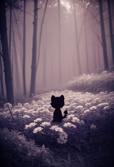 score_9, score_8_up, score_7_up, silhouette of webby vanderquack among flowers, cozy, cute, 8k, hd, zavy-slhtt, photo