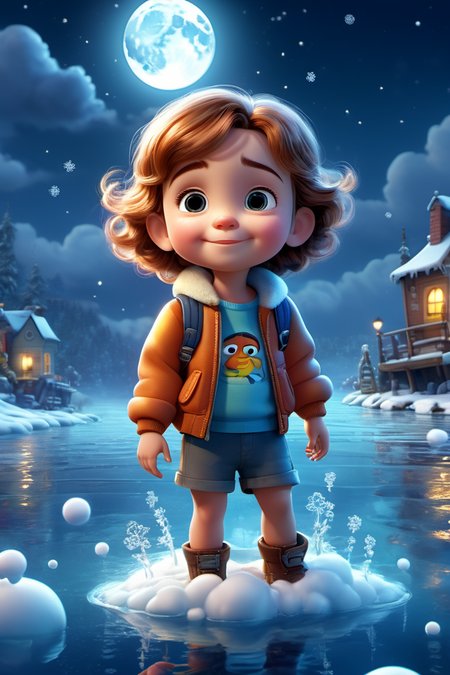 style of Pixar,(There is nothing more toxic or deadly than a human child.),in the style of cute and dreamy,backlight,colorful caricature,:d,smug,naughty_face,<lora:xl_more_art-full_v1:1>,
beautiful detailed glow, detailed ice, beautiful detailed water, (cold full moon), snowflake, (floating cloud:1.2),, (((masterpiece))),(((best quality))),((ultra-detailed)), Hyper Real,Photorealistic,16K,high detail,high resolution