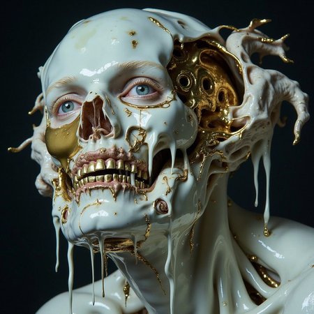 reanimated corpse hybrid biomechanical plagueborne mutant realistic translucency complex light scattering, microsurface detailing, volumetric depth realism, tone-mapped contrast, intense grit, film grain