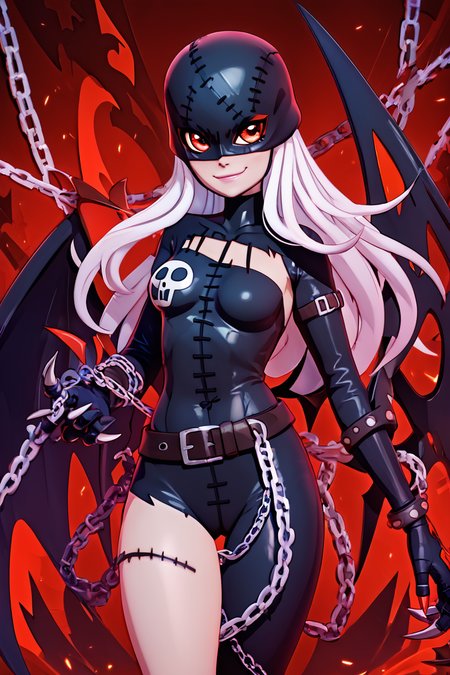 score_9, score_8_up, score_8, medium breasts, (curvy), cute, eyelashes,       BREAK, ,  zzLadyDevi, chain, belt, stitches, claws, gloves, wings, asymmetrical clothes, bodysuit, <lora:LadyDevimon_Digimon_PDXL:0.8>,  , BREAK, smile, closed mouth, looking at viewer, cowboy shot,  ,,, embedding:zPDXL, Expressiveh, ,,, <lora:MantisStyle_PDXL_v2:0.8>, <lora:SDXLFaeTastic2400:0.5>, <lora:Expressive_H-000001:0.4>,