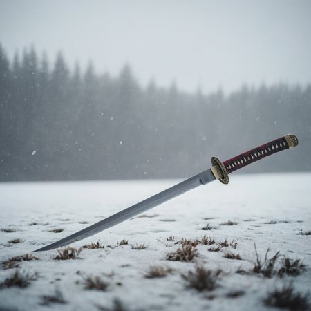 cinematic film still of  <lora:female samurai style v2:1>
full shot, an epic cinematic photo of a samurai sword stuck in the snow ground, with a lot of blood on ground, in a rainy snow storm, in a snow field, female samurai style, shallow depth of field, vignette, highly detailed, high budget, bokeh, cinemascope, moody, epic, gorgeous, film grain, grainy