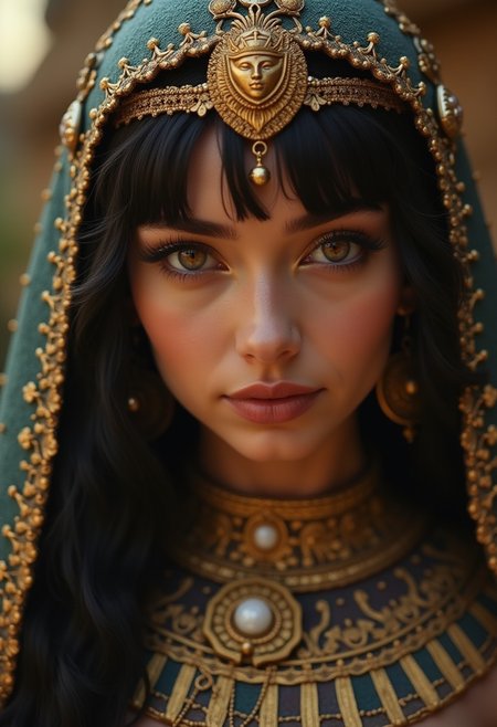 a close up of a woman in a costume, egyptian art, trending on cg society, fantasy art, soft devil queen madison beer, luxurious ornate golden jewelry, imogen poots paladin, beautiful mermaid
