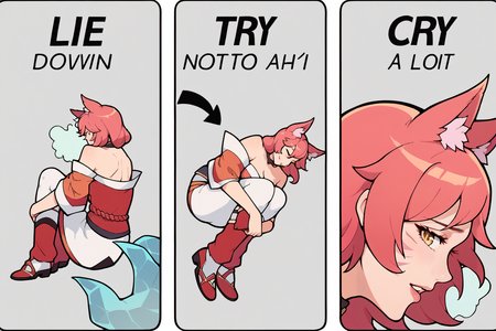anime artwork score_9, score_8_up, score_7_up, best quality, high quality, source_anime, <lora:PD-STYLE_SmoothAnime2-SDXL:0.7> <lora:MEME-TNTC-000011:0.9> 1girl, m3m3, comic, ahri \(league of legends\),  english text, arrow \(symbol\),  . anime style, studio anime, highly detailed, cel shading, line art