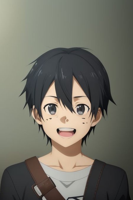 high resolution, solo, best quality, 1Boy, Kazuto Kirigaya, portraits, Black Hair, Black Eyes, laughing, tickled, OverallDetail