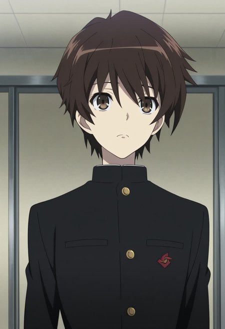 masterpiece,best quality,amazing quality, source_anime,
KoichiSakakibara, 1boy, male focus, solo, brown eyes, brown hair, school uniform, gakuran, jacket, black jacket, buttons,