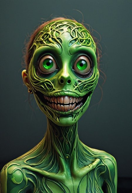 Ink illustration, realistic, detailed, a female st. Patrick's day cyberpunk dryad girl, dramatic pose, beautiful, feminine, smirking, tricky, teasing, high fashion, holding a large shamrock, ink stains, the streets of futuristic nyc, green and gold palette, Celtic tattoos