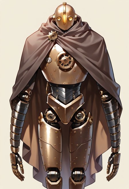 masterpiece, best quality, 
BREAK, (solo), 1other, ((humanoid)), (((no human))), (((steampunk))), (((mechanical body))), (((automaton))), 
(((cloak))), (segmented arms), ((multiple segmented mechanical arms)),
 looking at viewer, standing, 
<segment:yolo-Anzhc Face seg 640 v2 y8n.pt,0.4,0.5//cid=1>
simple background,