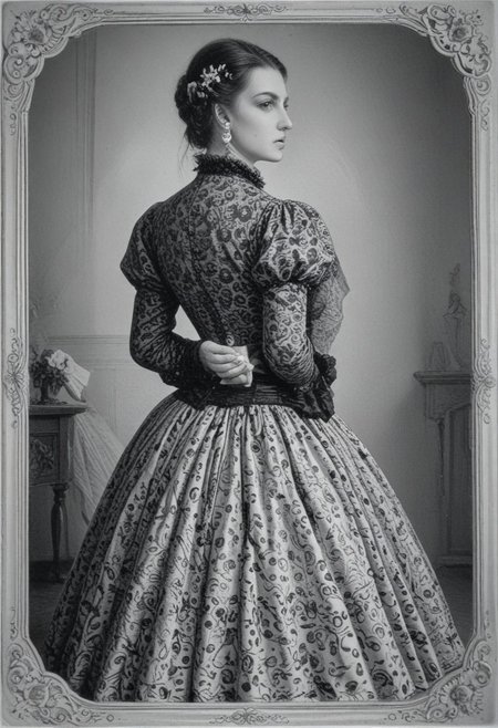 patterned back of a card, victorian_style, (llbreton, monochrome,greyscale)