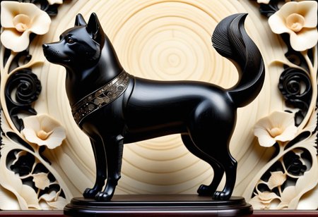 score_9, score_8_up, score_7_up, score_6_up, score_5_up, score_4_up, 
ultra-detailed,ultra-detailed, ultra high res, high res image,masterpiece,best quality,BREAK,
((shiba-dog statue made out of, ebony, ivory, scrimshaw, bone carving)),  
full body, standing, side view,
closed-up, 
simple background,