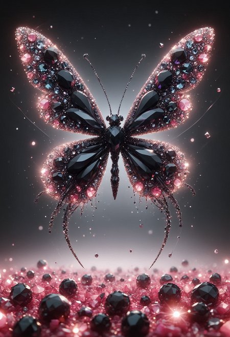 (designed by Classic Disney:0.9) , Striped Natural Crimson (Stick Insect:1.1) , horizon-centered, Abstract Expressionism, Accent lighting, F/8, pink and pink dust particles, unreal engine, cinestill, make out of black diamonds, <lora:PinkieBlckDmndsSDXL-000004:1>, p1nkblackd1am0nds, gorgeous, beautiful composition, beautiful detailed, fabulous colors, glowing, romantic