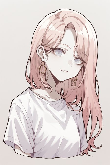 score_9, score_8_up, score_7_up, score_6_up,
 <lora:Hagi-giha:1> hagi, 1girl, solo, shirt, portrait, earrings, simple background