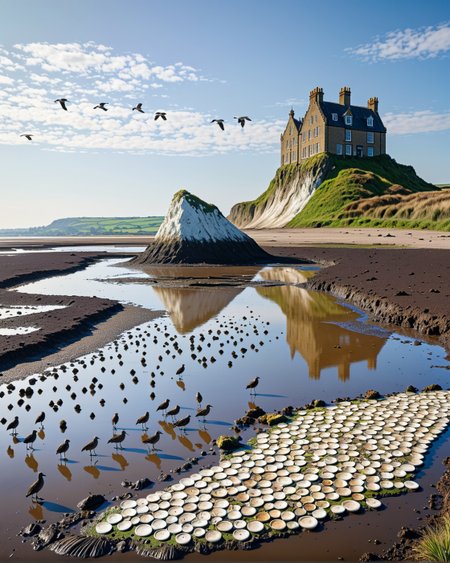 Creator Landscape, 
(style ofRockwell Kent (monumental seas)), 
 Mudflat with wading bird flocks, petrified sailor's buttons, 
<lora:extremely_detailed:0.8> extremely detailed,
<lora:add-detail-xl:0.3>,
<lora:dreamshaperXL10_lora:0.3>
detailxl,
advntr,