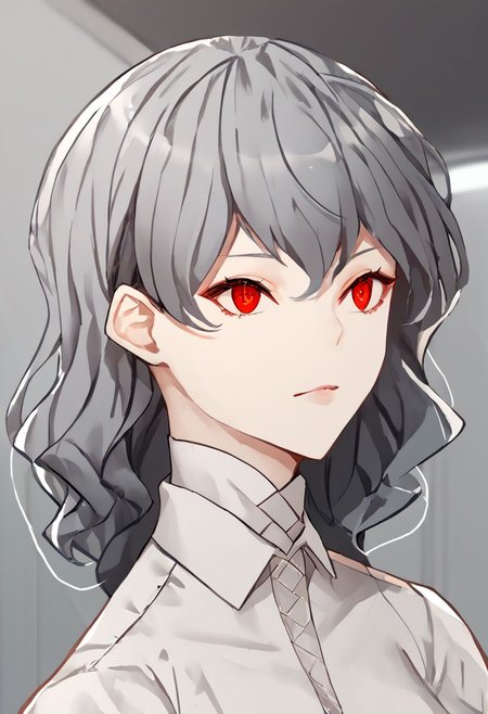 score_9, score_8_up, score_7_up, score_6_up, score_5_up, score_4_up, source_anime, 1girl, 
izanamirnd, grey hair, long hair, red eyes, gas_station_employee_uniform, 
masterpiece, best quality, very aesthetic, absurdres,