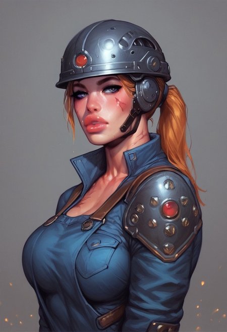 score_9, score_8_up, score_7_up, score_6_up, helmet, long pink ponytail, standing, score_5_up, score_4_up,  from below, sexy mechanic, short shorts, overalls, big natural breasts, sideboob, dirty, grinning, scars, complex machinery, machines, pipes, valves, 1girl, delicate and smooth skin, blush, fit body, thighs, glossy lips, dutch angle, cyberpunk, perfect quality, high quality, photorealistic, dynamic pose 
BREAK 
orange and blue hue, (abstract:0.2), at night, fire particles,   expressiveh   g0thicPXL, glowing, neon,
((full-clothed armor)), ((long big pistol in hands, handgun in hands)),
BREAK 
strange world background score_9, score_8_up, score_7_up, score_6_up, source_cartoon, rating_explicit, Expressiveh, (((((upper body))))), dynamic pose