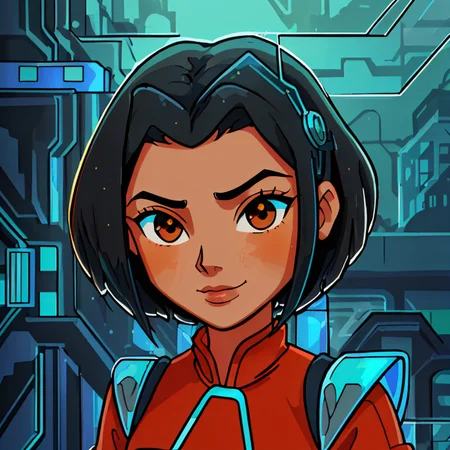 (jadechan (short black hair, brown eyes, hong konger:1.10) wearing (orange clothes with white trim:1.10) <lora:JadeChan-10v6:0.8>) <lora:LORA-XenoDetailer-v3A:0.375> JaOran, <lora:GoodHands-beta2:1>, smirk,, BREAK portrait, solo, from front, front view, half shot, looking down, detailed background, detailed face, (<lora:DecorationBundlev2:0.6>, CircuitBoardAI, electronic theme:1.1),   glass-cyborg, (made of glass:1.1),  colorful, glass construct, fighter, glass armor, dirty glass, mechanical,  magical patterns,  floating particles, sparks,   storm in background, epic atmosphere,