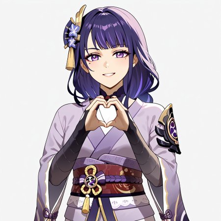 score_9,score_8_up,score_7_up,<lora:raiden_shogun_pony:1>,1girl,raiden_shogun_ckxl,solo,heart_hands,smile,black_hair,long_hair,streaked_hair,two-tone_hair,sidelocks,hair_ornament,absurdres,highres,;\),blunt_bangs,bridal_gauntlets,commentary,long_sleeves,looking_at_viewer,low_ponytail,mitsudomoe_\(shape\),obiage,one_eye_closed,,short_kimono,shoulder_armor,simple_background,white_background,wide_sleeves, mammamia, pinched hand pose