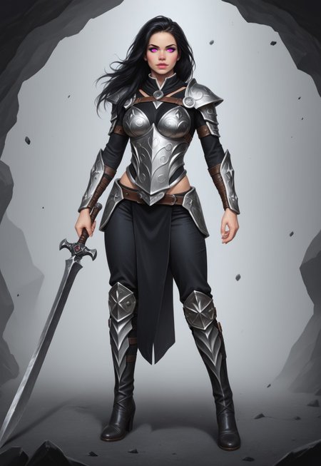 safe_pos, core_9, score_8_up, score_8, semi realistic, ultra detailed, 8k, high quality, hi res, high quality, detailed eyes, perfecteyes, detailed face, 1girl, sharp focus, cowboy-shot, focus on hip, (1girl:1.2), voidwalker, living shadow armor, (((abyssal blade))), obsidian skin with glowing cracks, long flowing void hair, realistic, cinematic angle, cinematic lighting, muscular body, intense face, glowing violet eyes, battle-ready pose
BREAK
standing at the edge of a dimensional rift
BREAK
source_dark_fantasy_art, rating_explicit, expressive, full body, dynamic pose
BREAK
detailed beautiful background, swirling void energies, floating debris, distorted reality, glowing portals, eerie shadows, chaotic yet beautiful voidscape
(((full clothed)))