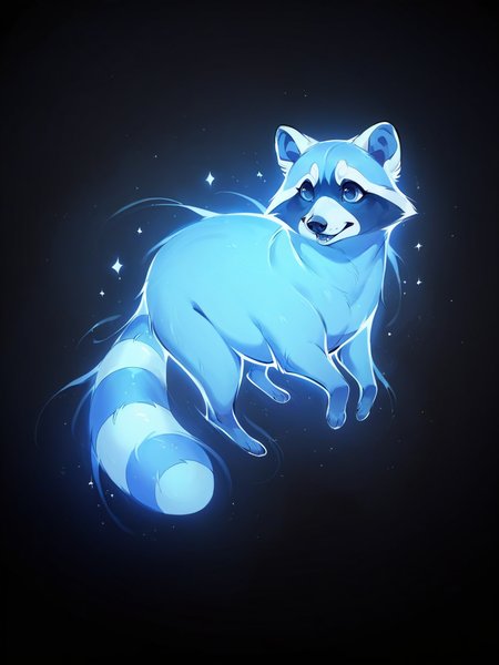score_9, score_8_up, score_7_up, score_6_up, score_5_up,  <lora:p4tr0nusXLP:1> p4tr0nus, no humans, glowing, black background, blue theme, raccoon