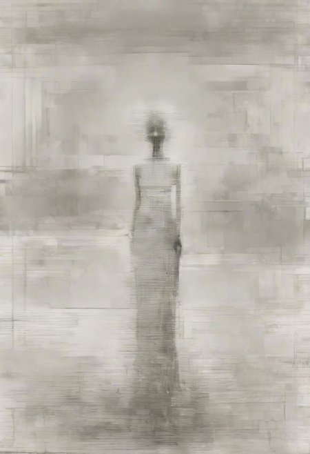 Monochrome black and white, Giger, Beksinski, Zawadzky, Dali, Magritte, Delvaux, Bellmer, Malevitch, Rodchenko, Mondrian, Kandinsky, Popovna, psychedelic hallucination, pop surrealism, rough crosshatch drawing pop art Lunatic_Portrait of a young woman in latex Avant-garde Fashion page, slick back, low bun, black makeup, sinister expression, intense glare, avant-garde, abstract, weird, geometric, constructivism, suprematism, rayonism, verticism, lineism, tj