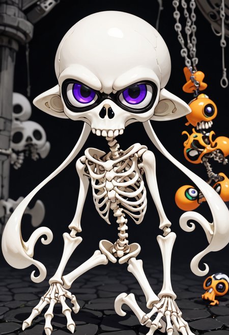 <lora:Bones_World_Morph:.5> white theme, (skull, skeleton:.1), boneswm   Inkling ^splatoon, 1boy, mask, <lora:SplatoonInkling_v030:.55>, (anime, masterpiece, intricate:1.3), (best quality, hires textures, high detail:1.2), (4k),(incredibly detailed:1.4),UHD, 8K, ultra detailedâââ