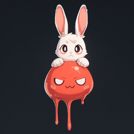 score_9, score_8_up, score_7_up,  p33rs, Red Slime Rabbit, dripping with slime, BREAK, dark background