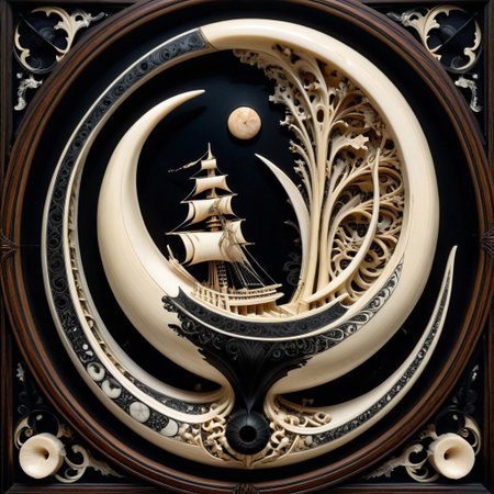lazypos, made out of, ebony, ivory, scrimshaw, bone carving, black and white contrast, bone and wood textures, elegant and surreal design, ultra-luxury aesthetic, hyper-realistic reflections, aerodynamic shape, dramatic studio lighting, futuristic yet classical fusion, sdxl style, highly reflective surfaces