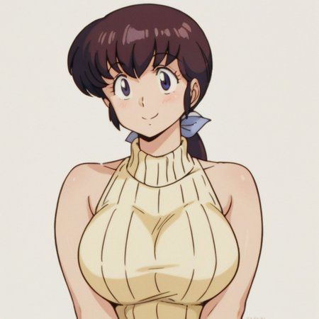 score_9, score_8_up, score_7_up, source_anime, best quality, masterpiece, uncensored, BREAK, pov, upper body, folding one's arms, Kyoko Otonashi, 1 woman, older female, adult female, very tall female, solo, looking at my eyes, she loves me, Seducing me, smile, brown hair, ponytail, tight sweater, sleeveless, huge breasts, slender constriction, pale color background, simple background, <lora:Kyoko_Otonashi:0.8>