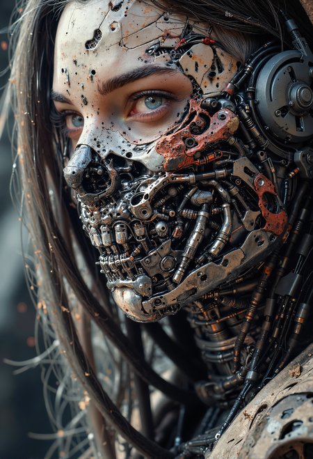 fear and pain <lora:RM_Robotify_v0.7M.safetensors:0.6>,  <lora:ck-skynet-000019.safetensors:0.4>,  <lora:Cyberpunk Realistic V1.safetensors:1.0>,  <lora:Glitchcore_Flux.safetensors:0.4>,