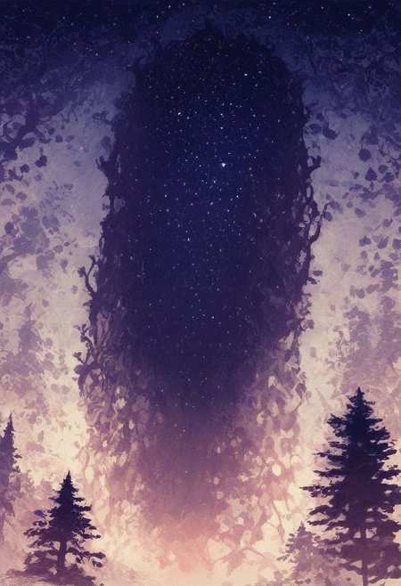 (score_9, score_8_up, score_7_up, score_6_up), abstract art, abstract art, abrstact_background, abstract, Night time, starry sky, dark lighting, Zyrnox-Exoterra Style, Horror Theme, Lovecraftian Horror, Cosmic Horror, Tree