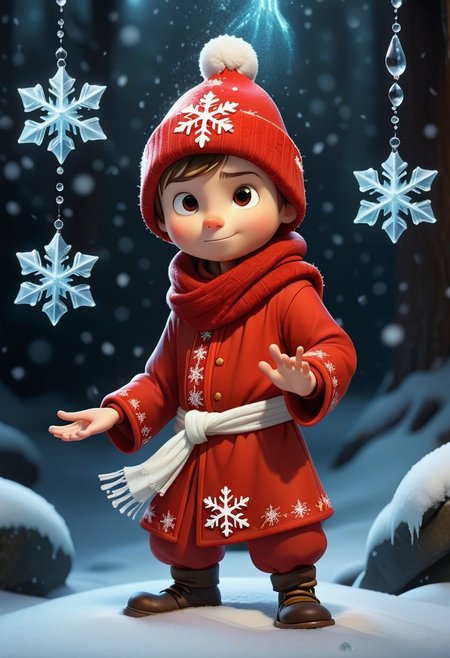 a cartoon character wearing a red hat and scarf with snowflakes, 
pictoplasma, 
a stock photo, 
no watermark signature, 
wearing a plug suit, 
aardman, 
icicle, 
ukrainian monk, 
tendu pose, 
listing image, 
no watermarks, 
unclad against the storm, 
cursed image, 
full - body, 
often described as flame-like, 
Broken Glass effect, 
no background, 
stunning, 
something that even doesn't exist, 
mythical being, 
energy, 
molecular, 
textures, 
iridescent and luminescent scales, 
breathtaking beauty, 
pure perfection, 
divine presence, 
unforgettable, 
impressive, 
breathtaking beauty, 
Volumetric light, 
auras, 
rays, 
vivid colors reflects