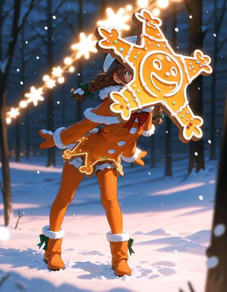 masterpiece, best quality, amazing quality, very aesthetic, absurdres,  newest, volumetric lighting
gingerbread,  snowing,  merry, Gingerbread girl, <lora:Gingerbread_Man:0.6>,
masterpiece, best quality, amazing quality, very aesthetic, absurdres,  newest, volumetric lighting