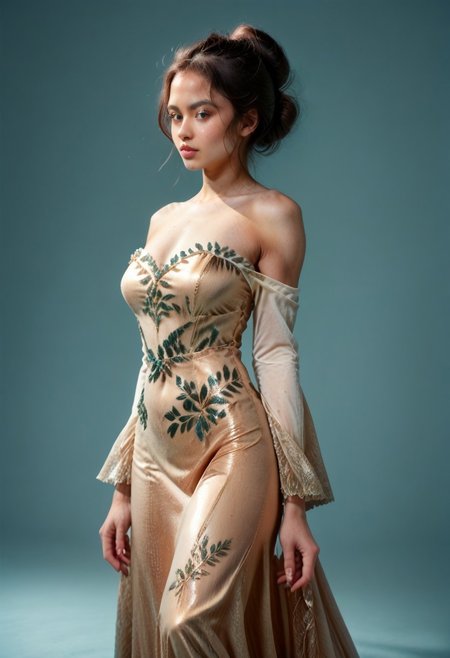 score_9, score_8_up, score_7_up, kebaya dress (long dress, skin tight, strapless, off shoulder, luxurious design, red),
pureerosface_v1, JDMAI_KEBAYA, JDMAI_ARIEL_SARI, 
(dynamic lighting), (dynamic shadow), 4k, HD, Hi res, cinematic masterpiece, photographic masterpieces, epiCPhoto,
Neat hair bun, professional makeup, side view, 
Portrait, upper body, alluring pose, 
(simple turquoise background), (blurry background), (sharp focus on object),